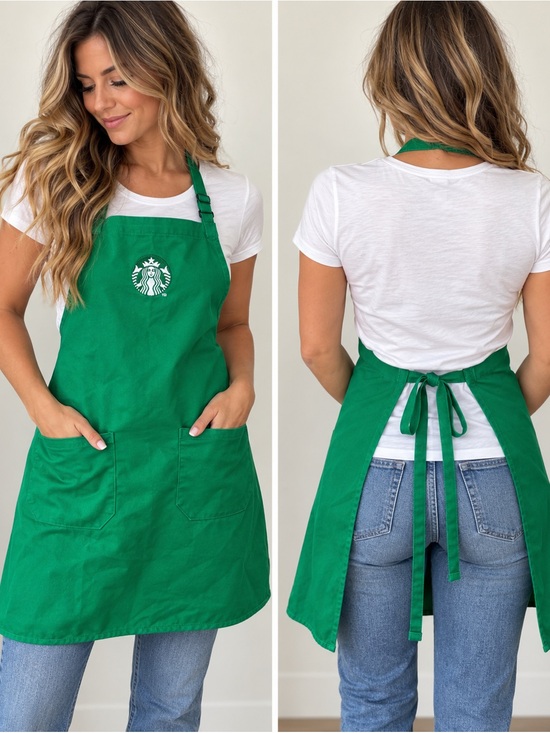 Starbucks Other - Starbucks Barista Green Apron Embroidered Siren Logo 2 Pocket Coffee Shop Unifor